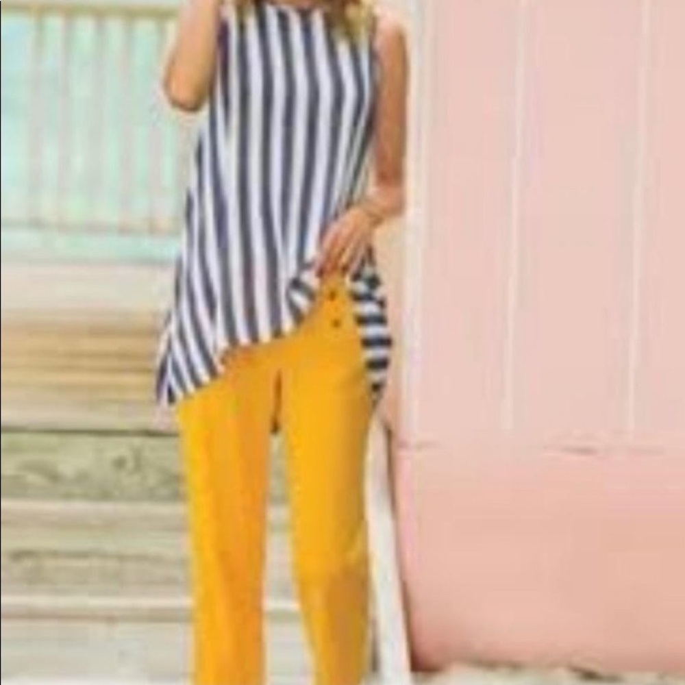 Soft Surroundings Blue Cabana Stripe Tank Size S